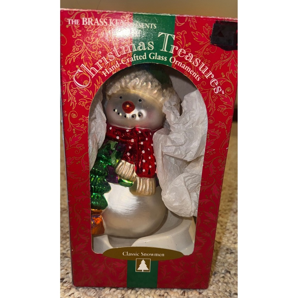 The Brass Key Christmas Treasures Hand Crafted Glass Ornament Classic Snowman